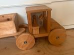 Houten Speelgoed Vrachtwagen met Aanhanger - Vintage Retro S, Antiek en Kunst, Ophalen of Verzenden