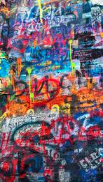 Graffiti french terry, Hobby en Vrije tijd, Stoffen en Lappen, 120 cm of meer, Nieuw, Ophalen of Verzenden, Katoen