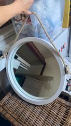 Ronde houten spiegel met touw dia 53 cm, Ophalen, Minder dan 50 cm, Rond, Zo goed als nieuw