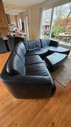 Montèl leren 5-persoons bankstel met hocker, Huis en Inrichting, Banken | Bankstellen, Ophalen, Gebruikt, Hoekbank, Leer