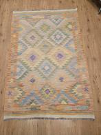 Handgeweven oosterse wollen kelim 187x122, Info@SlatsAntiek.nl, Crème, 100 tot 150 cm, Vof Slats Antiek