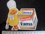 sticker discount Fama logo kuiken chef kok eten, Verzamelen, Verzenden, Zo goed als nieuw, Merk