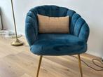 Velvet blauwe schelp fauteuil, Huis en Inrichting, Fauteuils, Ophalen, Zo goed als nieuw, 75 tot 100 cm, 50 tot 75 cm