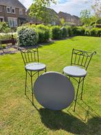 Frans barsetje, twee stoelen en tafelblad (vintage), Tuin en Terras, Tuinsets en Loungesets, Ophalen, Zo goed als nieuw, 2 zitplaatsen
