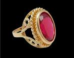 Brede antieke 18 karaat Gouden Jugendstil Ring Damesring, Ophalen of Verzenden, Goud, Ring, Met edelsteen