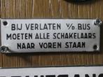Emaille plaatje van de bus HTM trein en tram jaren 60., Ophalen of Verzenden, Zo goed als nieuw, Reclamebord