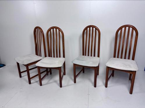 4 x vintage teak eetkamerstoel deens setprijs, Huis en Inrichting, Stoelen, Nieuw, Vier, Ophalen