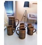 vintage studio art pottery set-Stein pottery 1 kan/ 6 mokken, Ophalen of Verzenden