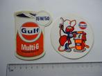 sticker oud GULF OIL tankstation olie retro strip blik retro, Verzenden, Zo goed als nieuw, Bedrijf of Vereniging