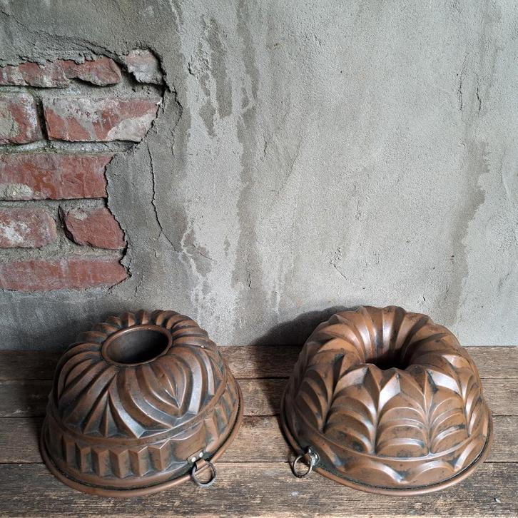 1x Brocante oude koperen tulband puddingvorm bakvorm *Etage3, Huis en Inrichting, Woonaccessoires | Overige, Gebruikt, Ophalen of Verzenden