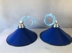Set oude geëmailleerde lampen   blauw    prijs + per stuk, Huis en Inrichting, Lampen | Hanglampen, 50 tot 75 cm, Art deco, Ophalen of Verzenden