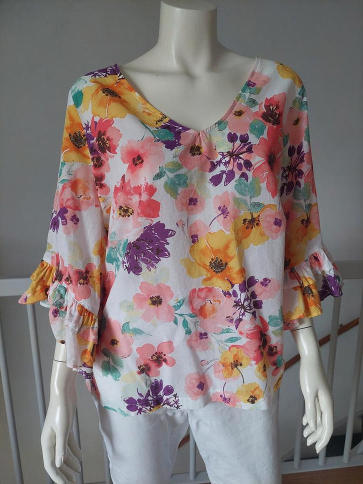 Blouse bloemen roezel Maat 46 zo goed als nieuw MS mode, Kleding | Dames, Blouses en Tunieken, Zo goed als nieuw, Maat 46/48 (XL) of groter