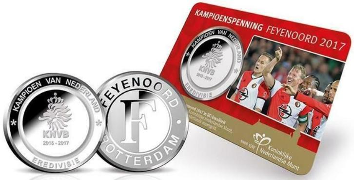 Coincard penning Feyenoord Kampioen 2017 BU € 21,25, Postzegels en Munten, Munten | Europa | Euromunten, Overige waardes, Overige landen