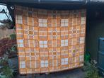 Mooie vintage oranje geblokte deken acryl velours, Huis en Inrichting, Ophalen of Verzenden, Zo goed als nieuw, N.v.t, N.v.t