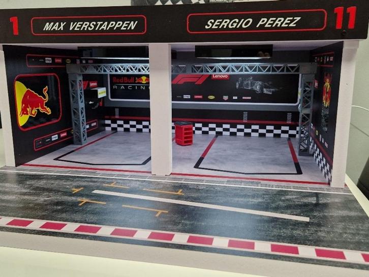 F1 Red Bull Pitbox Diorama voor twee 1:18 F1 modelauto's, Hobby en Vrije tijd, Modelauto's | 1:18, Nieuw, Overige typen, Overige merken