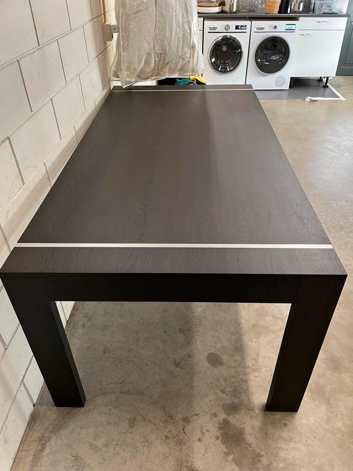 Eiken antracietgrijs/zwarte design tafel, Huis en Inrichting, Tafels | Eettafels, Zo goed als nieuw, 50 tot 100 cm, 200 cm of meer