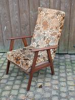 Vintage fauteuil met bloemenmotief, Ophalen, Hout, Gebruikt, Minder dan 75 cm