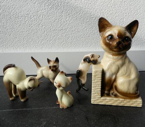 Vintage poezenbeeldjes Siamees Siamezen Siamese poes beeldje, Verzamelen, Beelden en Beeldjes, Gebruikt, Dier, Ophalen of Verzenden