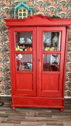 Rode Grenen Servieskast - Vintage Charme, Huis en Inrichting, Kasten | Buffetkasten, Ophalen, Gebruikt, 100 tot 150 cm, 25 tot 50 cm