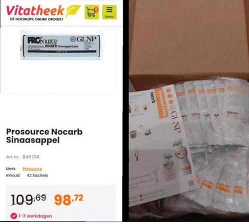 Prosource Nocarb eiwitsupplement 42 sachets, Sport en Fitness, Gezondheidsproducten en Wellness, Nieuw, Poeder of Drank, Ophalen of Verzenden