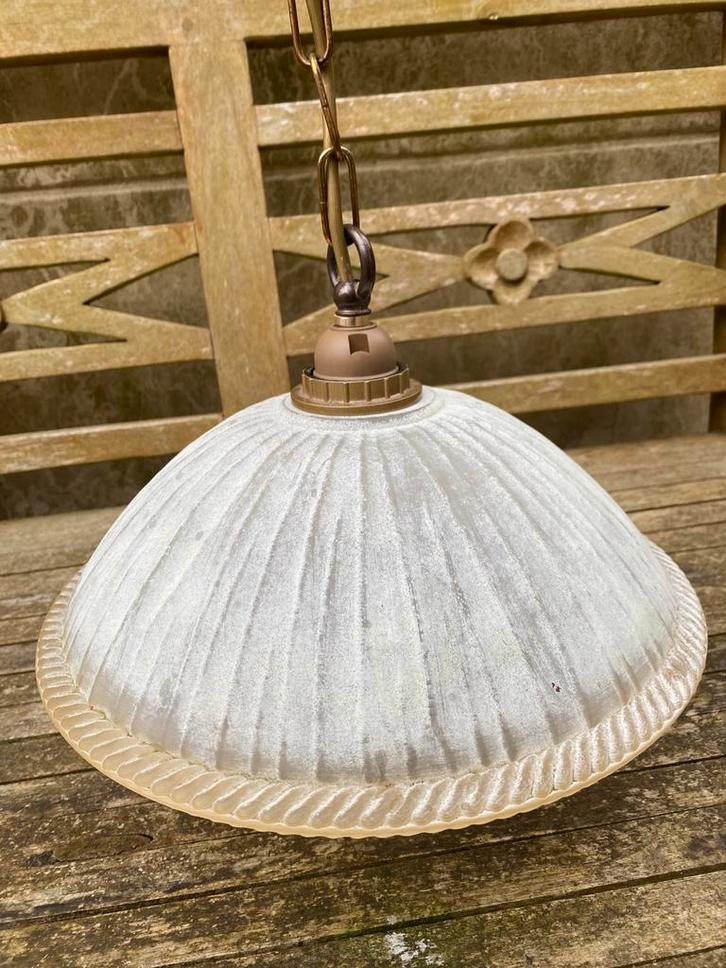 Hanglamp met matglazen kap, Huis en Inrichting, Lampen | Hanglampen, Zo goed als nieuw, Minder dan 50 cm, Ophalen of Verzenden