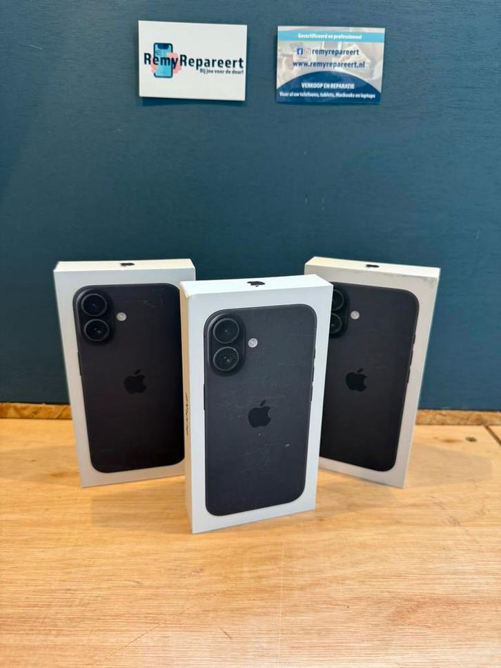 Nieuw in doos; Apple Iphone 16, 128GB, zwart | garantie, Telecommunicatie, Mobiele telefoons | Apple iPhone, Zo goed als nieuw