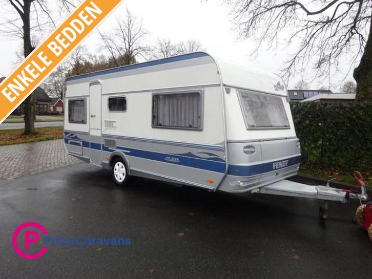 Fendt Platin 510 Enkele Bedden+Mover, Caravans en Kamperen, Caravans, Bedrijf, tot en met 4, 1000 - 1250 kg, Rondzit, Fendt, 2 aparte bedden