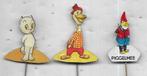 3 OUDERWETSE STRIP SPELDEN TOM POES WAGGEL PIGGELMEE, Verzenden, Gebruikt, Overige onderwerpen, Speldje of Pin