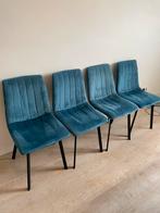 Eetkamer stoelen x4 - velvet | blue/turquoise, Ophalen, Overige materialen, Gebruikt, Blauw