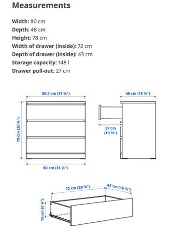 IKEA MALM  - 3 Lades - 80x78 cm - afbeelding 7