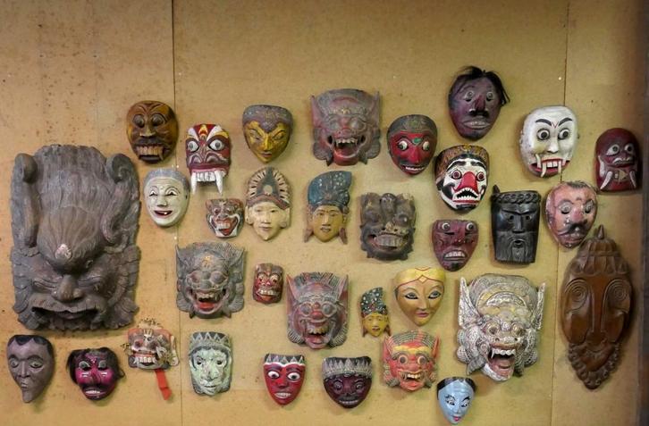 Masker MX5 Topeng Wayang Tribal Bali Java Shaman Indonesie, Antiek en Kunst, Kunst | Niet-Westerse kunst, Ophalen of Verzenden