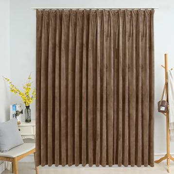 Gordijn verduisterend met haken 290x245 cm fluweel beige beschikbaar voor biedingen