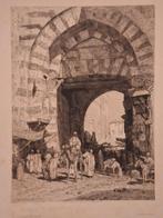 Ets oude stadspoort oriëntaals themistokles v eckenbrecher, Antiek en Kunst, Ophalen of Verzenden