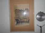 schilderij is ingelijste aquarel van Amsterdam, Ophalen