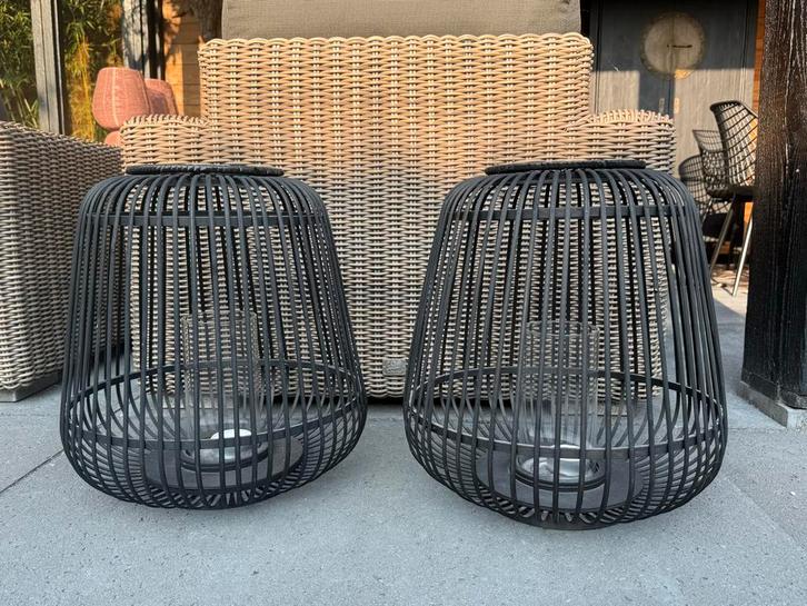 XXL Windlichten Zwart - Set van 2, Huis en Inrichting, Woonaccessoires | Overige, Zo goed als nieuw, Ophalen