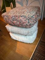 Marrokaanse Berber poef set - 3 stuks, Huis en Inrichting, Banken | Voetenbanken en Poefen, Ophalen, Gebruikt, Vierkant, Stof