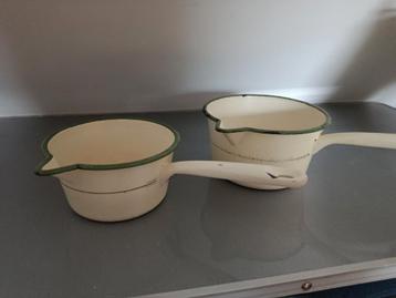 Vintage Emaille Pannetjes Set beschikbaar voor biedingen