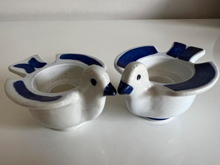 2 Vintage Lisa Larson Gustavsberg Duifjes Kandelaar ‘Votive’, Antiek en Kunst, Kunst | Designobjecten, Ophalen of Verzenden