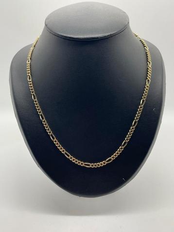 Z422 Prachtige zilveren figaro ketting goudkleur beschikbaar voor biedingen
