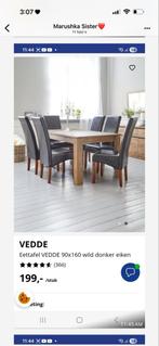 Neww VEDDE Eettafel - 90x160cm - Wild Donker Eiken, Huis en Inrichting, Tafels | Eettafels, Ophalen, Eikenhout, Nieuw, 150 tot 200 cm