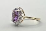 Gouden Vintage ring edelsteen amethist en diamant.2025/680, ., Paars, Ophalen of Verzenden, Zo goed als nieuw