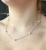 Parel anker schakel ketting vintage 14k goud fraai dames