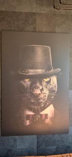 Panter en leeuw op aluminium, Ophalen of Verzenden, Zo goed als nieuw, Schilderij, 75 cm of meer
