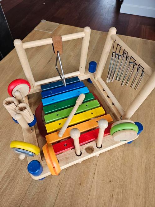Muziekcentrum hout, 10 verschillende instrumenten, compleet, Kinderen en Baby's, Speelgoed | Houten speelgoed, Zo goed als nieuw