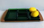 Vereco France snackschalen met blad groen glas sixties MCM, Ophalen of Verzenden