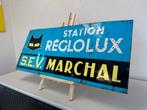 Reclamebord Station Réglolux S.E.V. Marchal, Antiek en Kunst, Antiek | Emaille, Ophalen