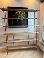 Eikenhouten wandrek met stalen frame, Ophalen, Met plank(en), Gebruikt, 200 cm of meer