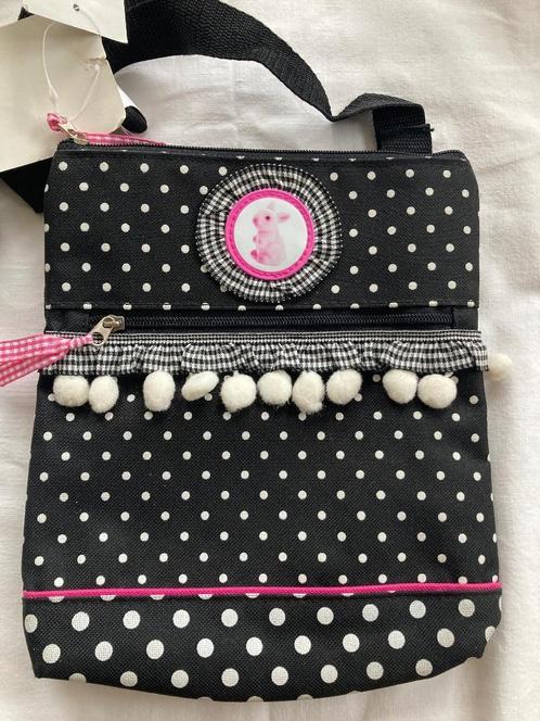 Opvallende zwart met witte stippen schouder of crossbodytas, Sieraden, Tassen en Uiterlijk, Tassen | Damestassen, Nieuw, Schoudertasje