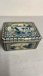 Vintage oud Haagse Hoojes blik met koeien Delftsblauw, Ophalen of Verzenden, Gebruikt, Overige, Overige merken