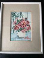 Aquarel Rozen S. Gijzen '91, Antiek en Kunst, Kunst | Schilderijen | Klassiek, Ophalen of Verzenden